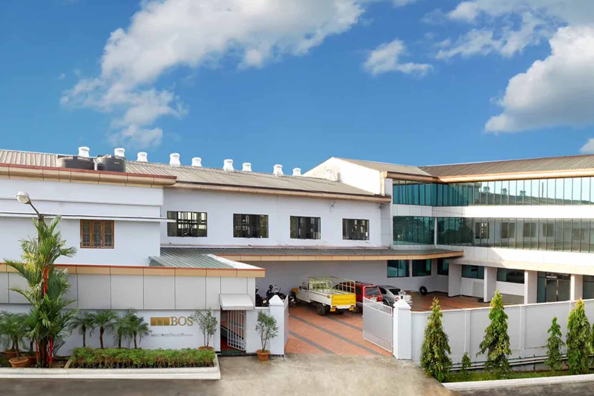 extraction and processing facility, with various machines working in tandem to extract essential oils from plants